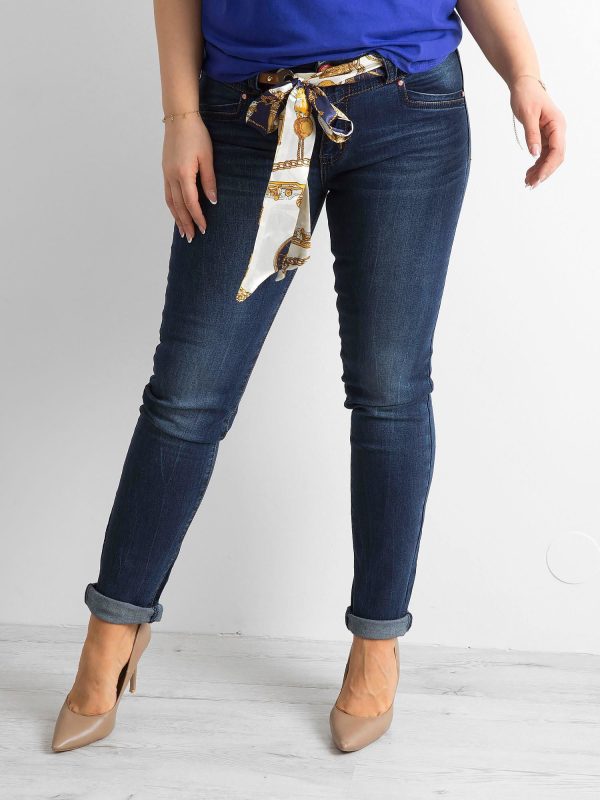 Wholesale Navy blue plus size denim pants