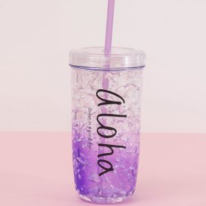 Wholesale Purple mug with straw