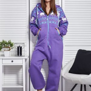 Wholesale Purple Norwegian Pattern Womens Jumpsuit