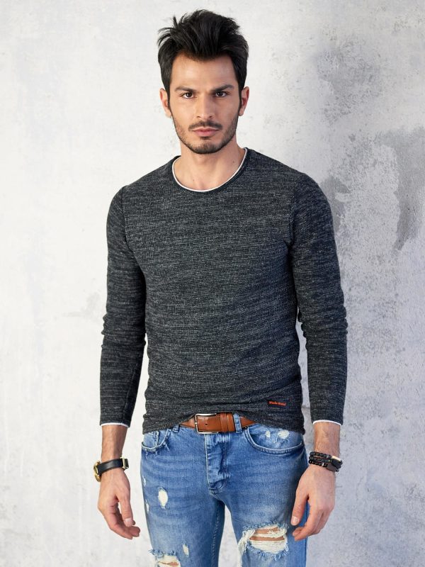 Wholesale Black melange sweater for men