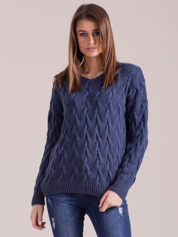 Wholesale Blue braided sweater