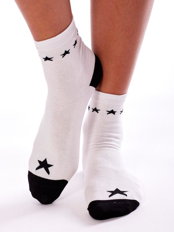 Wholesale White women's socks with stars