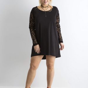 Wholesale Black Loose Dress with Decorative Sleeves PLUS SIZE