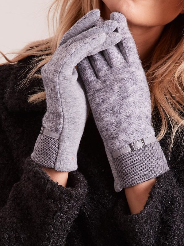 Wholesale Gray gloves with knitted insert