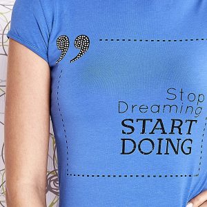 Wholesale Blue t-shirt with the inscription STOP DREAMING START