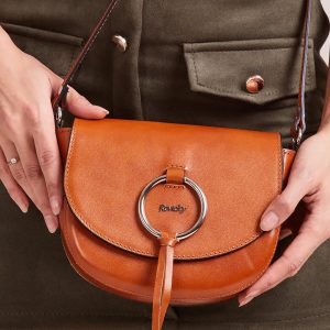 Wholesale Rounded leather camel handbag