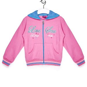 Wholesale Light pink sweatshirt for girl with sequin lettering