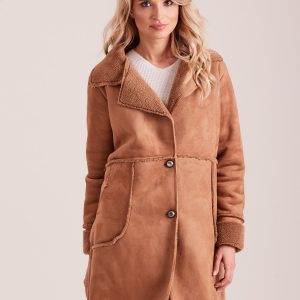 Wholesale Light brown women's sheepskin coat