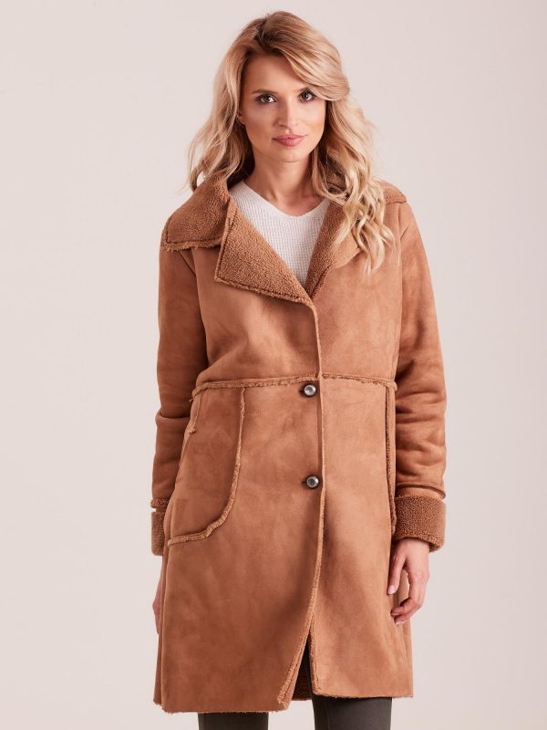 Wholesale Light brown women's sheepskin coat