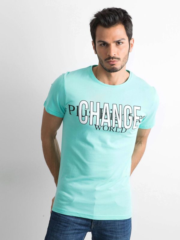 Wholesale Mint Cotton Printed Men's T-Shirt