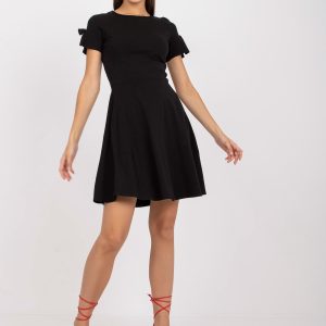 Wholesale Black Flared Cotton Casual Dress