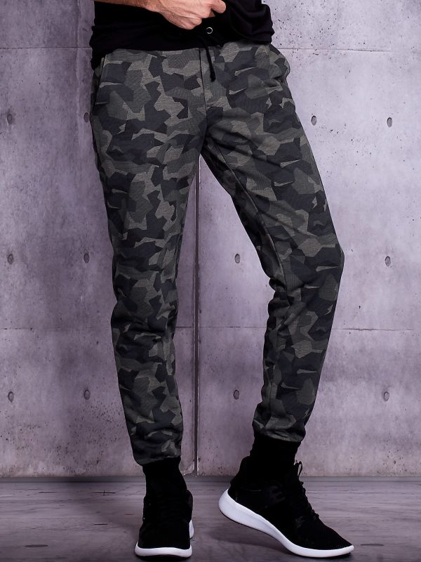 Wholesale Khaki joggers for men in geometric patterns