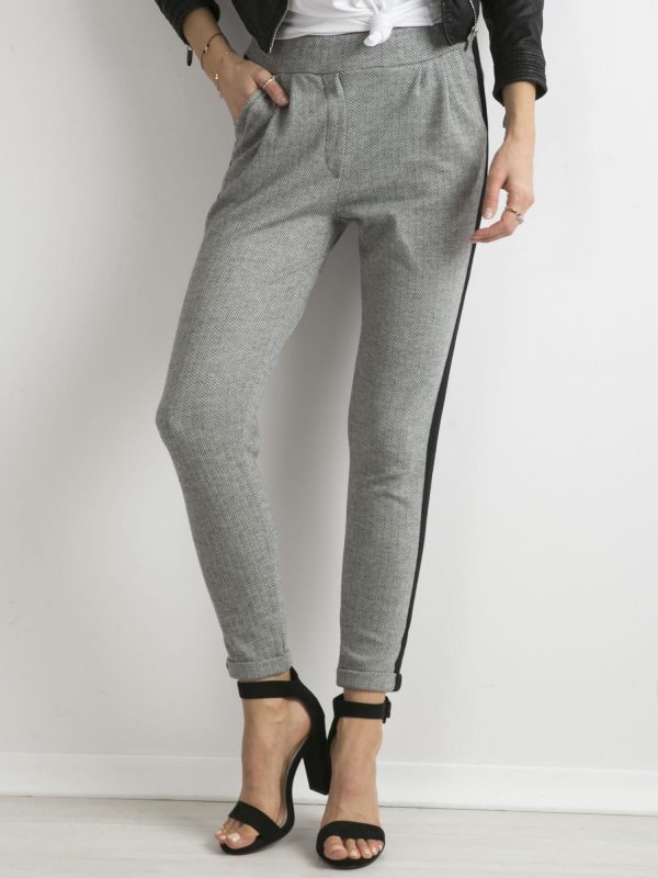 Wholesale Grey herringbone trousers with stripe