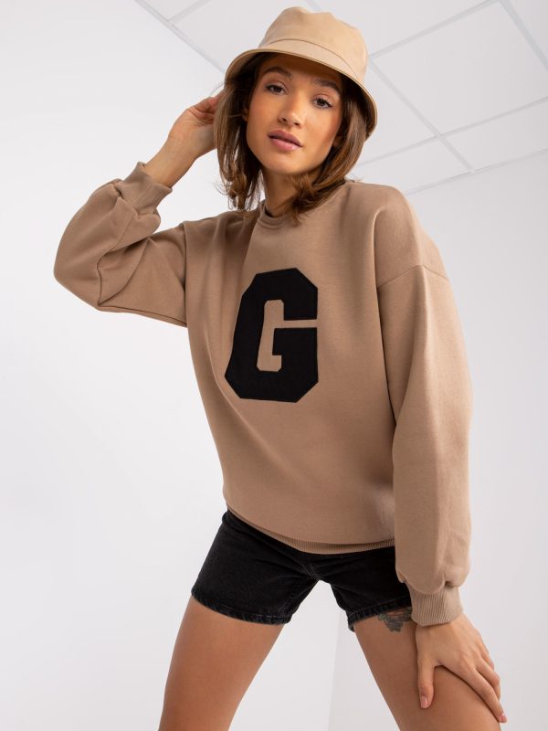 Wholesale Dark Beige Women's Oversized Sweatshirt Severine