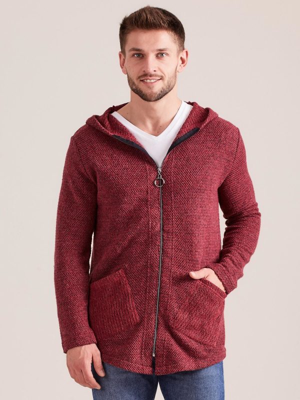 Wholesale Burgundy sweatshirt for men with zipper