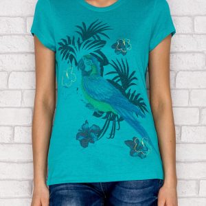 Wholesale Green t-shirt with tropical print