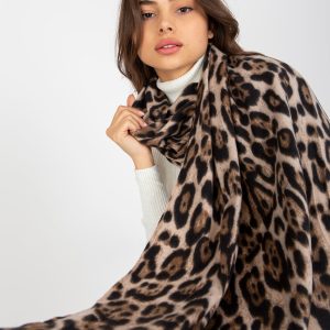 Wholesale Beige and Black Women's Shawl with Animal Patterns