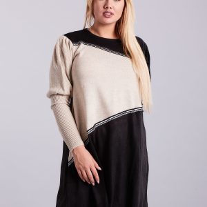 Wholesale Black and beige plus size knitted dress