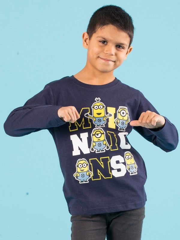 Wholesale Navy blue blouse with minions print