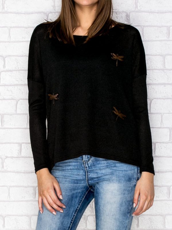 Wholesale Blouse with dragonfly stripes black