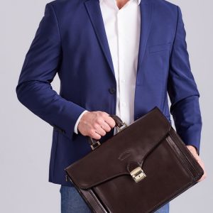 Wholesale Men's leather briefcase dark brown