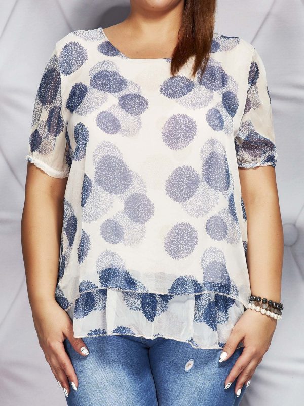 Wholesale Pale pink mist blouse in colorful patterns PLUS SIZE