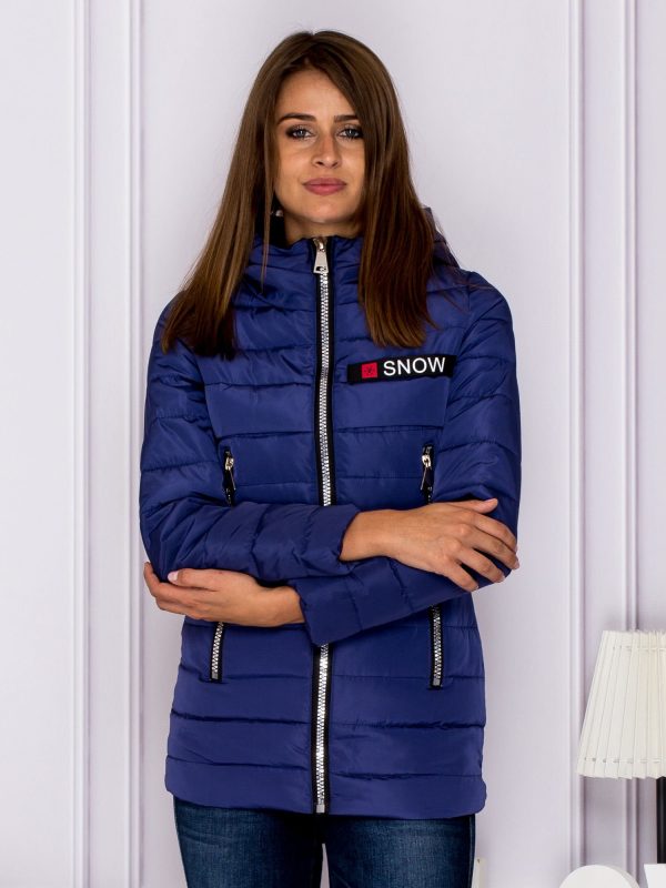 Wholesale Navy Transition Jacket with Shiny Zippers