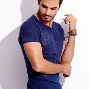 Wholesale Navy Blue Cotton Men's T-Shirt