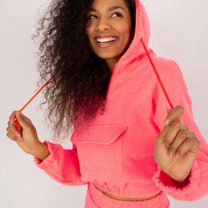 Wholesale Fluo pink sweatshirt set basic with short sweatshirt Emilie