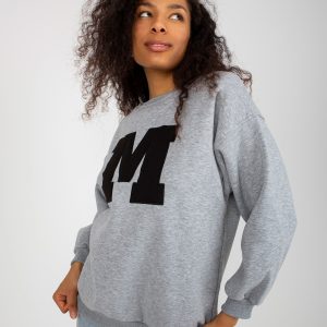 Wholesale Grey sweatshirt without a hood with a Patch