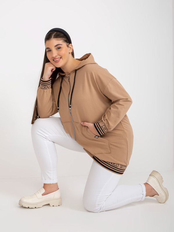 Wholesale Camel plus size sweatshirt with pockets