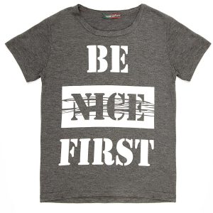 Wholesale Dark grey children's t-shirt with inscription