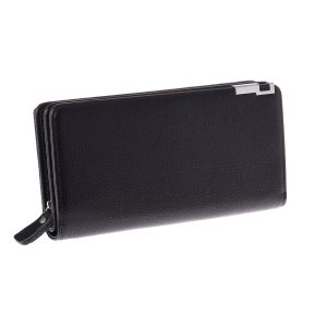 Wholesale Matte Black Long Wallet Clutch Zipper and Latch