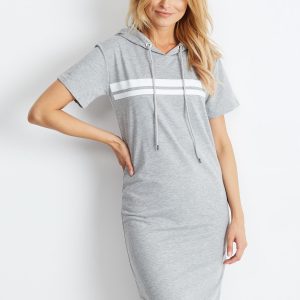 Wholesale Grey sweatshirt dress with hood