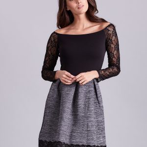 Wholesale Grey dress with lace hem