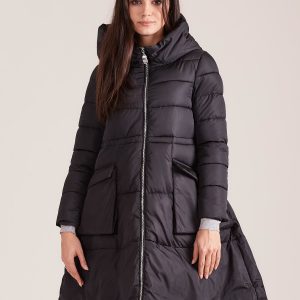 Wholesale Black asymmetrical winter jacket