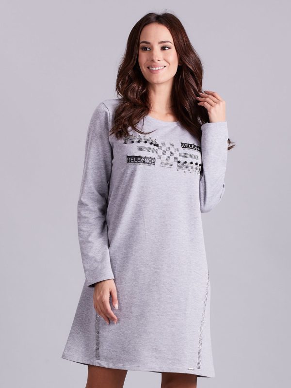 Wholesale Grey sweatshirt dress with applique