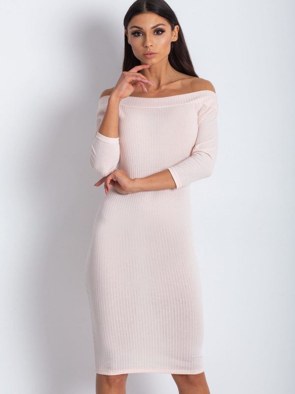 Wholesale Pale Pink Fit Off Shoulder Dress