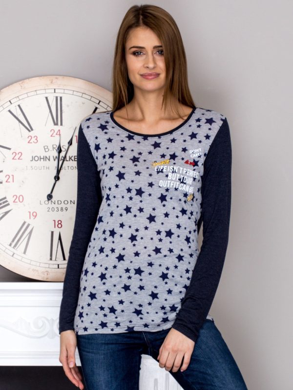 Wholesale Grey blouse with stars