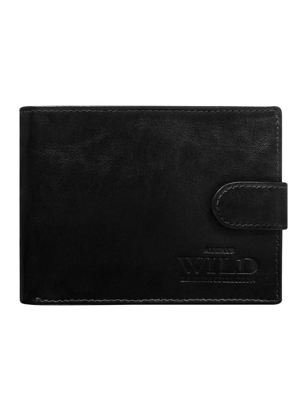 Wholesale Men's horizontal wallet with flip black