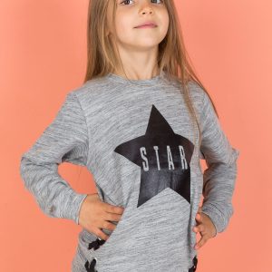 Wholesale Grey sweatshirt for girl with star print