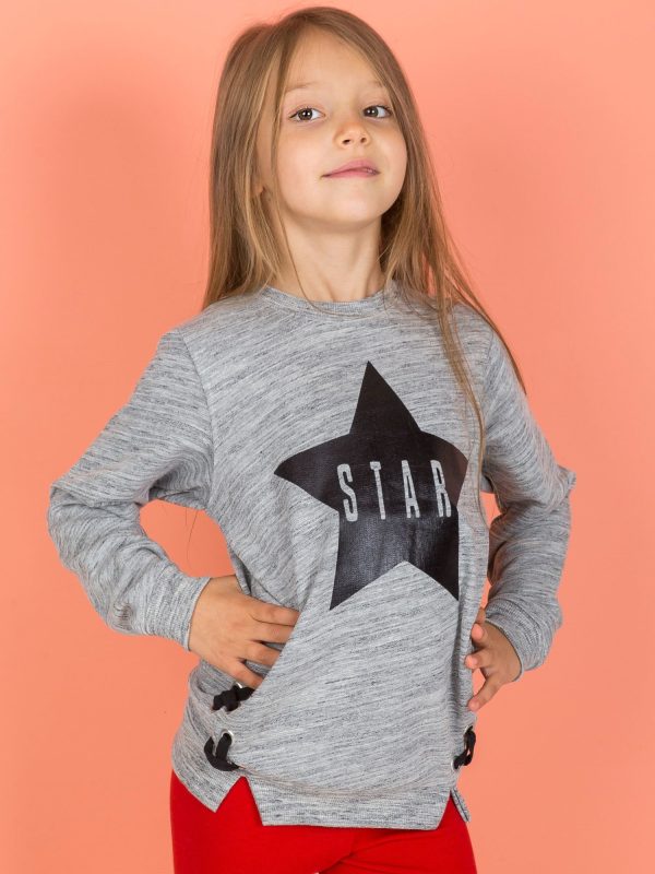 Wholesale Grey sweatshirt for girl with star print