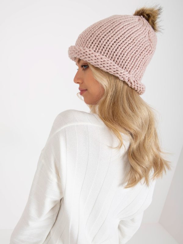 Wholesale Light Pink Smooth Women's Knitted Hat