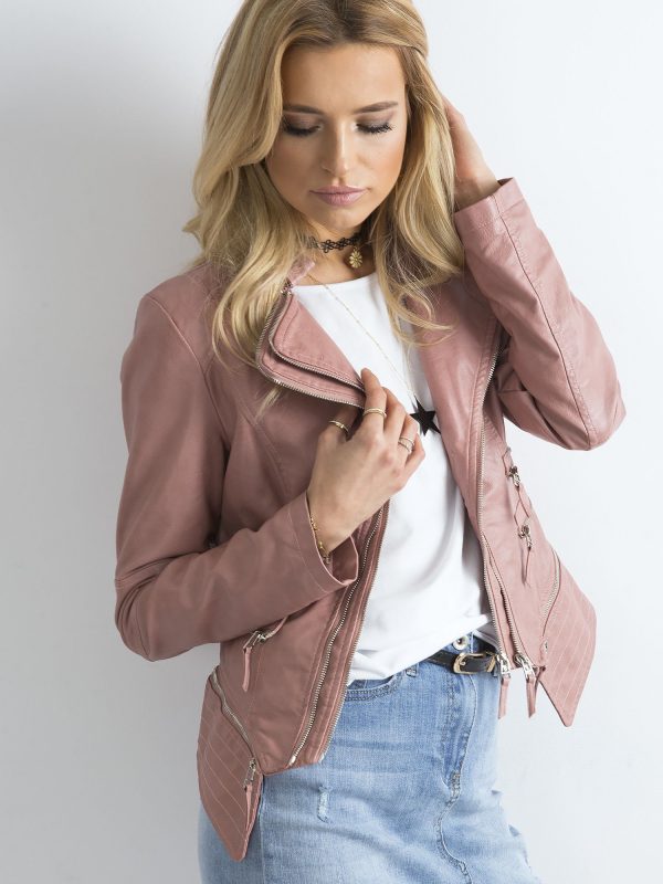 Wholesale Pink jacket with double zipper