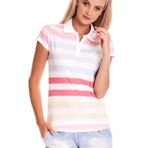 Wholesale White colorful striped polo shirt