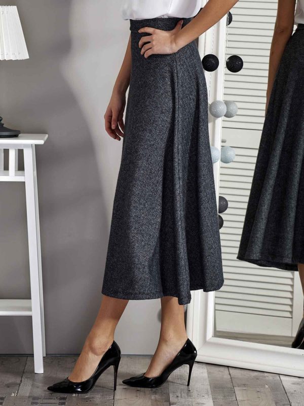 Wholesale Black trapezoidal houndstooth skirt