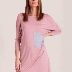 Wholesale Dark pink casual tunic with pocket