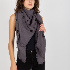 Wholesale Dark gray women's scarf with prints