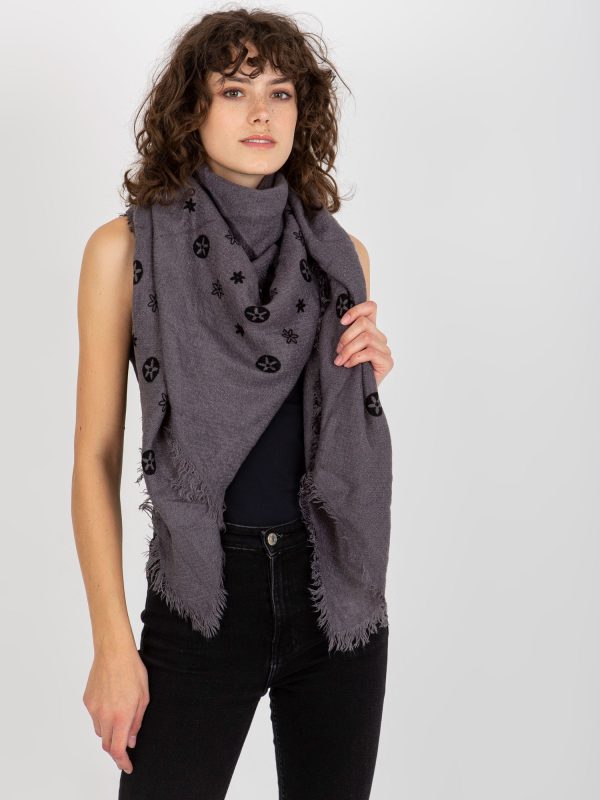 Wholesale Dark gray women's scarf with prints