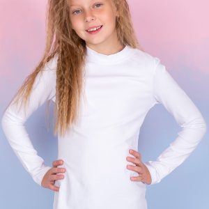 Wholesale White children's blouse with half turtleneck